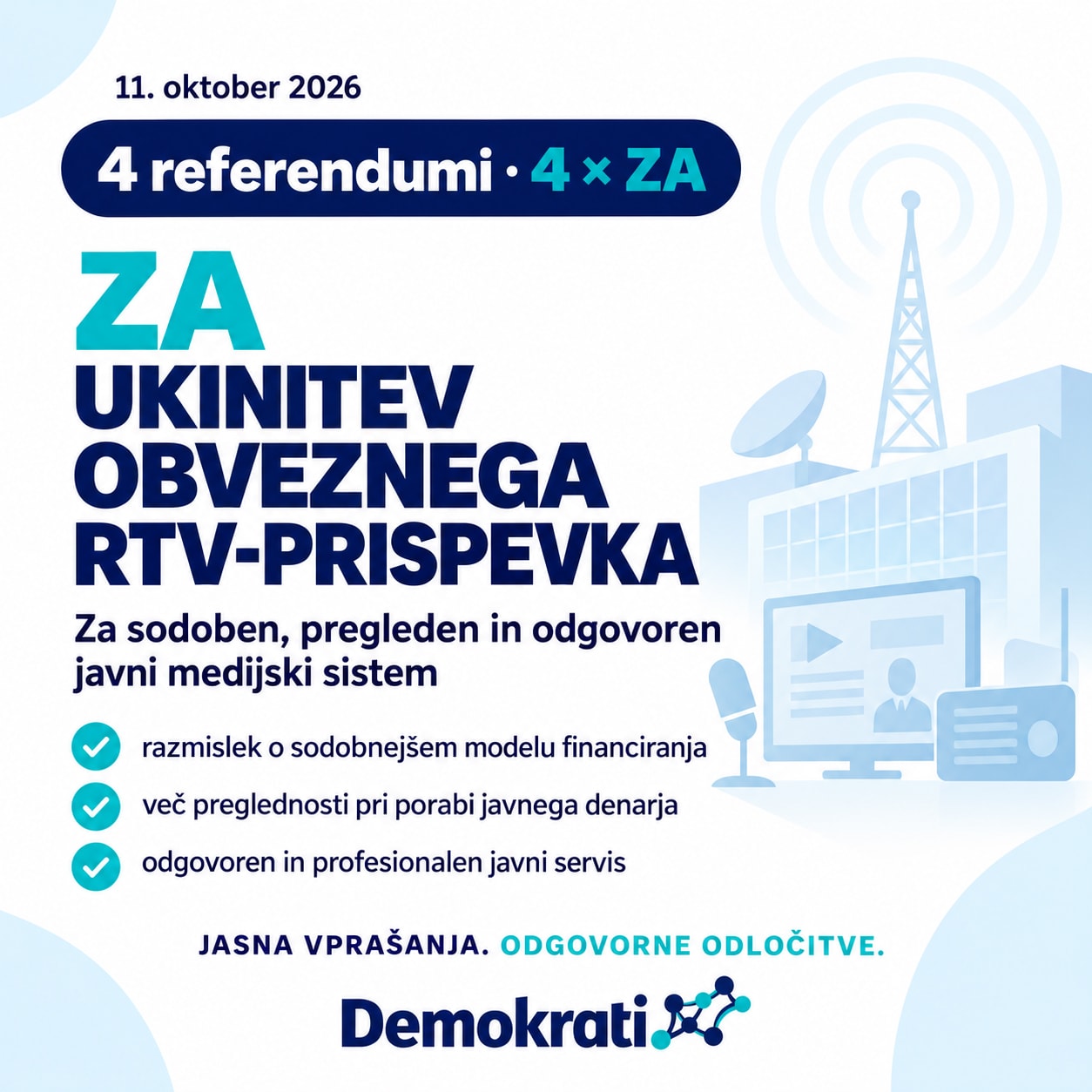 ZA ukinitev obveznega RTV-prispevka: javni servis da, sedanji model financiranja ne